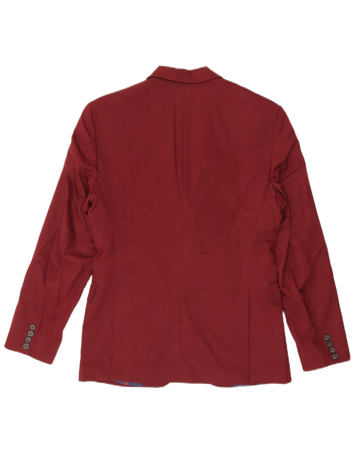 Jachetă pentru bărbați Zara cu 2 nasturi EU 46 Viscoză Burgundy mică