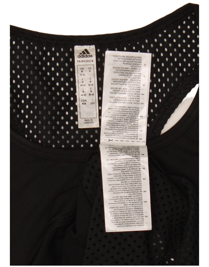 Top cu vestă grafică ADIDAS pentru femei UK 12/14 Poliester mediu negru