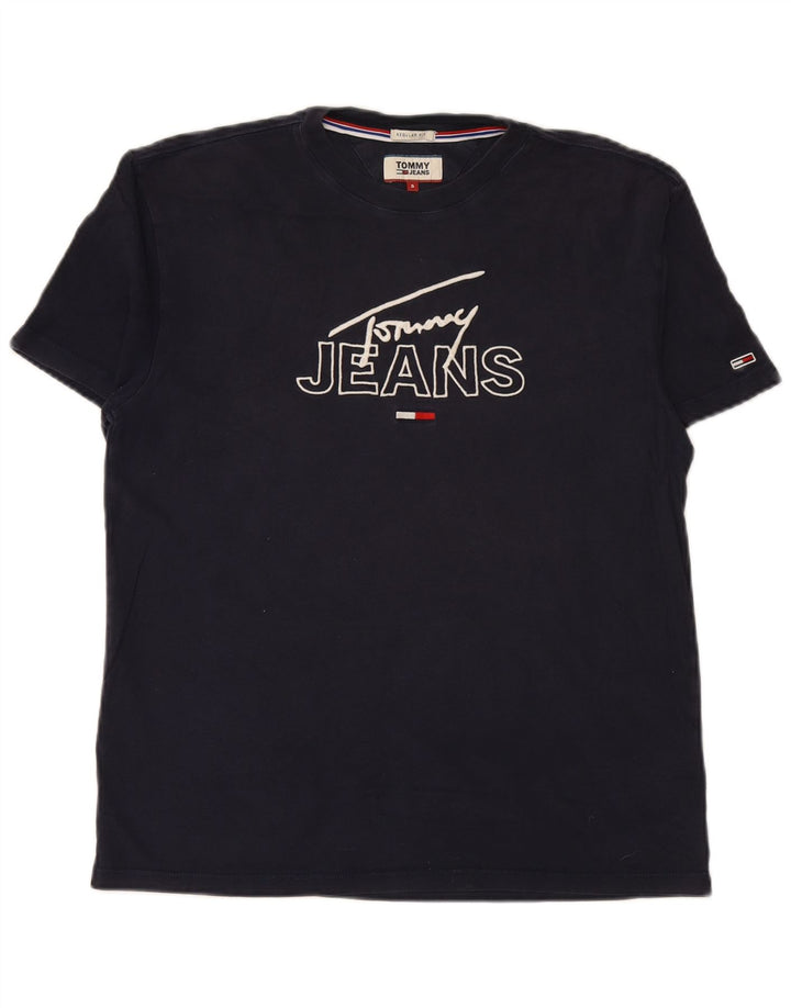 TOMMY HILFIGER Tricou grafic pentru bărbați, cu croiala normală, top mic, albastru bleumarin, bumbac