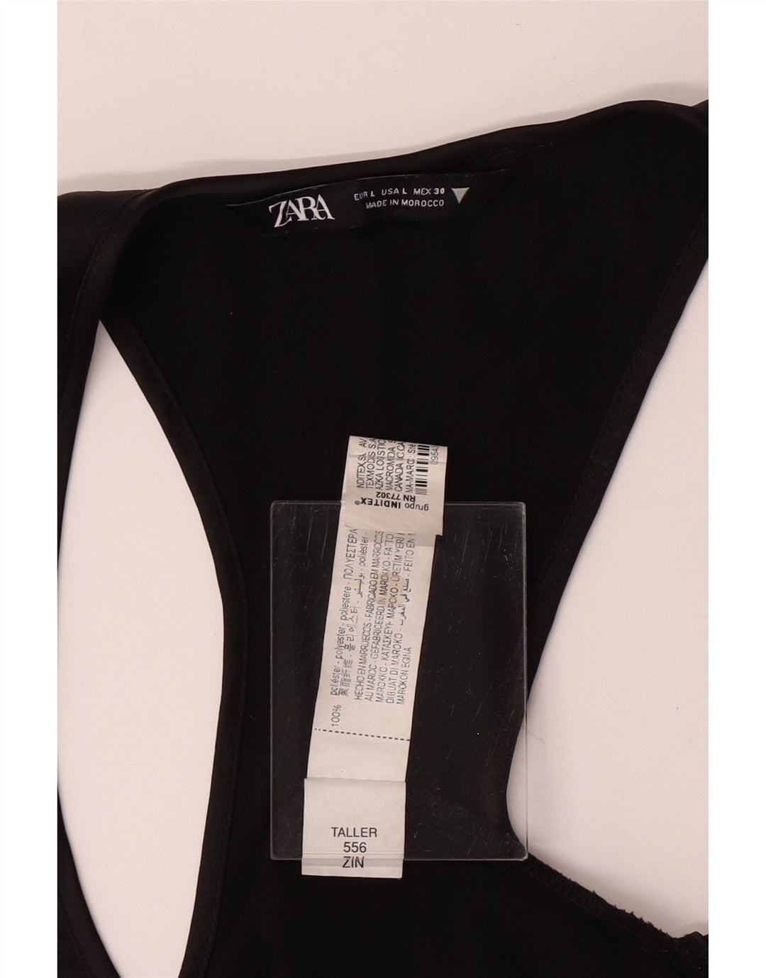 ZARA Womens Vest Top UK 14 Large Black Polyester