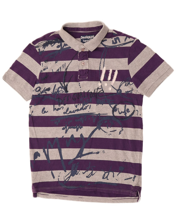 Tricou polo Desigual pentru bărbați, mare, cu dungi gri, bumbac