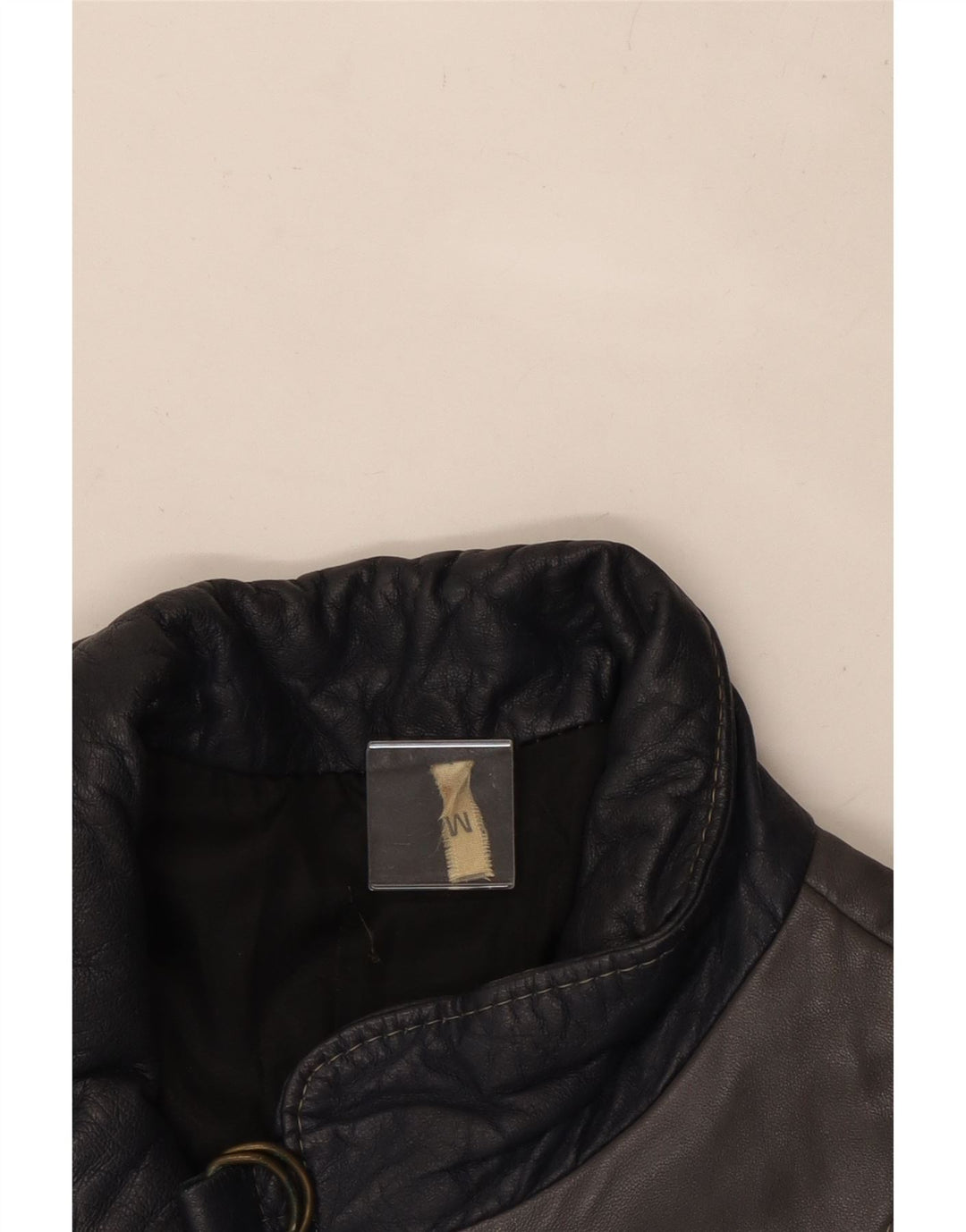 Jachetă de piele VINTAGE pentru femei UK 14 Medium Gri Colorblock