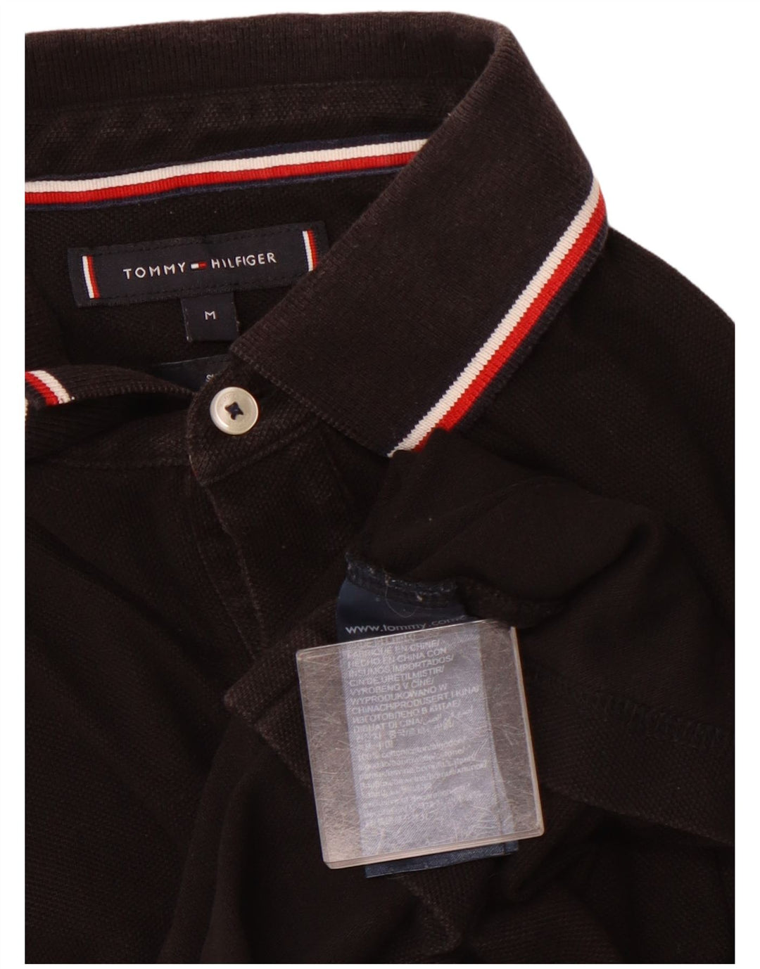 Tricou polo TOMMY HILFIGER pentru bărbați, bumbac mediu negru