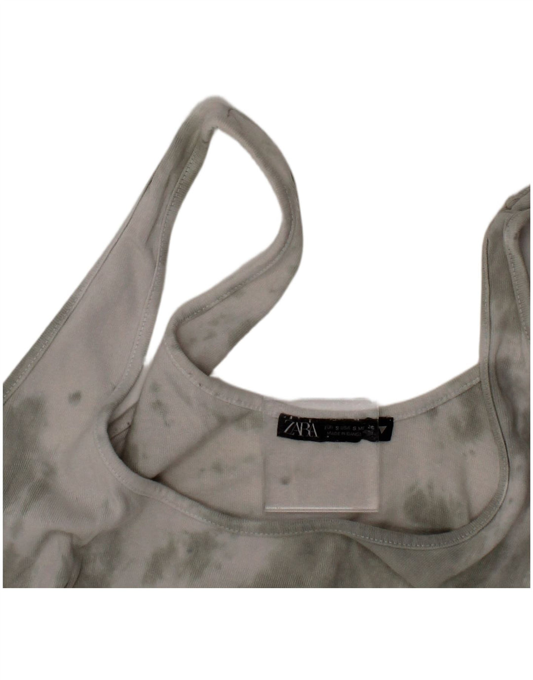 Bralette Crop Top pentru femei Zara Mic Gri Tie Dye Bumbac
