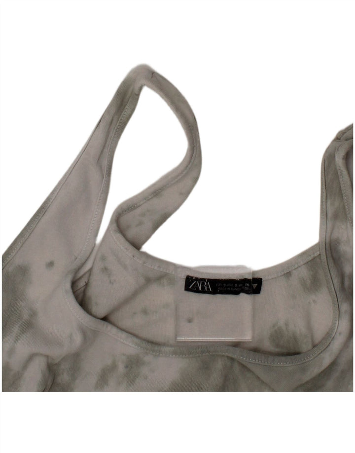 Bralette Crop Top pentru femei Zara Mic Gri Tie Dye Bumbac