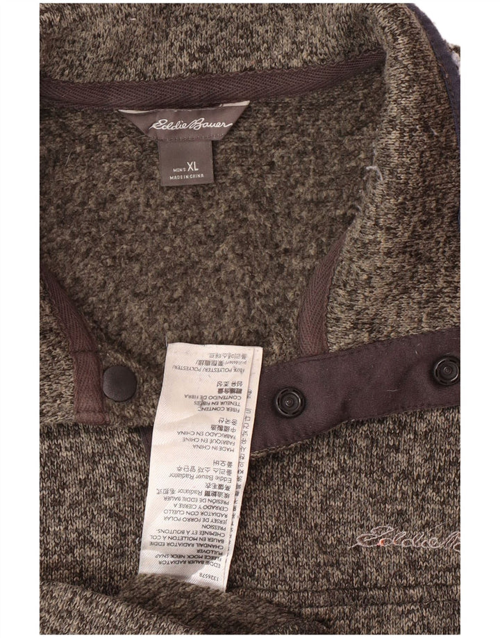 EDDIE BAUER Hanorac pentru bărbați, cu gât cu nasturi, XL, poliester cu pată gri