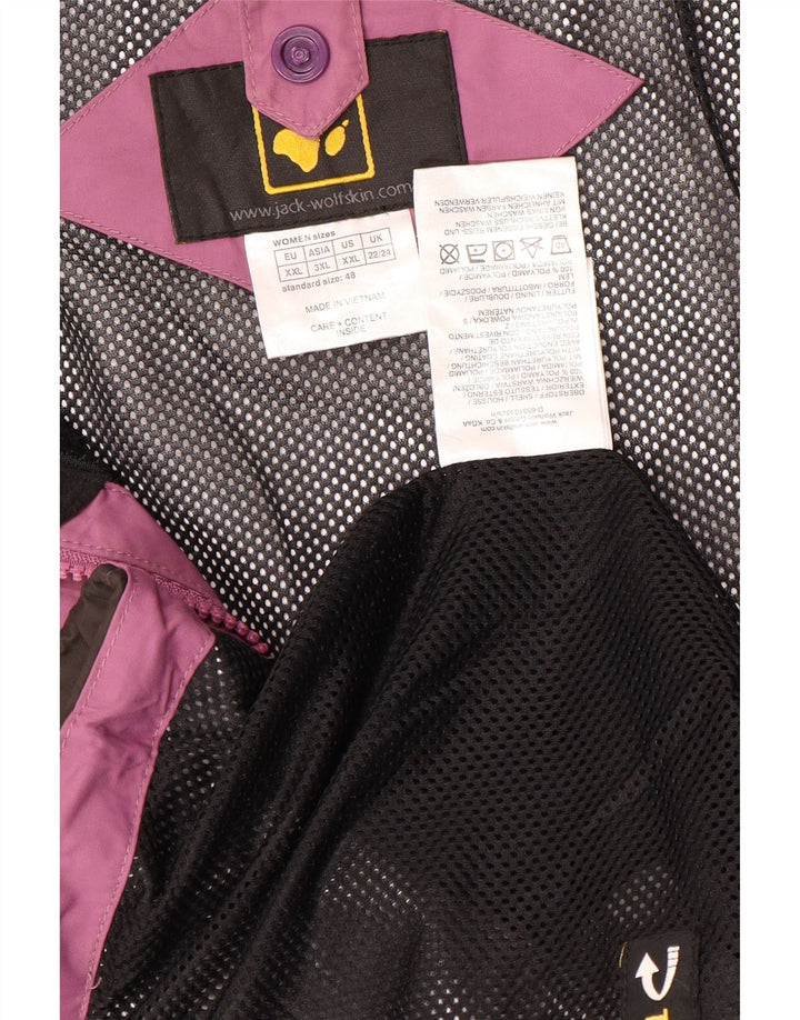 JACK WOLFSKIN Jachetă de ploaie cu grafică pentru femei Marea Britanie 22/24 2XL Violet Colorblock