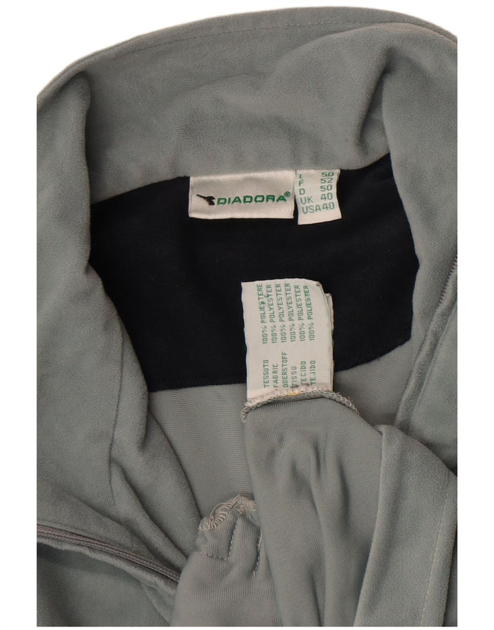 Diadora Mens Velour Trening Top Jacket UK 40 Large Gri Poliester