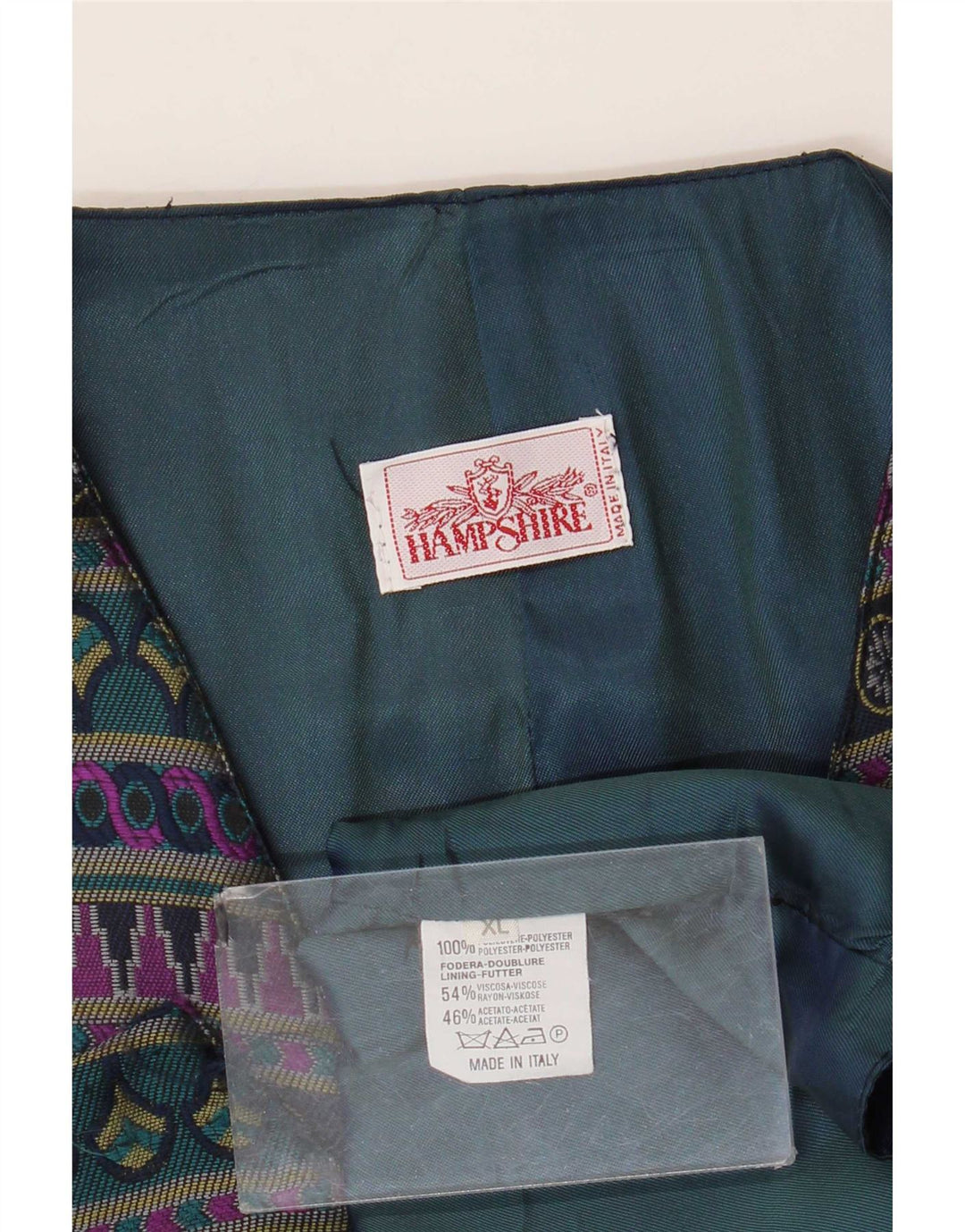 Vestă vintage pentru bărbați, XL, poliester geometric, albastru bleumarin