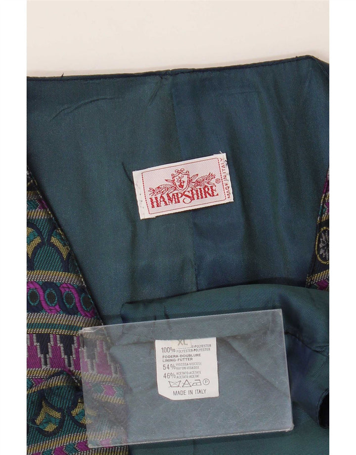 Vestă vintage pentru bărbați, XL, poliester geometric, albastru bleumarin