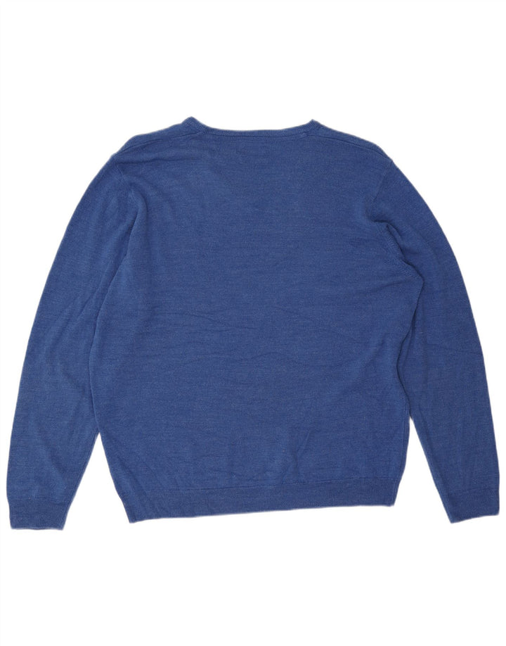 Pulover pentru bărbați Marks & Spencer, cu decolteu în V, 2XL, albastru acrilic
