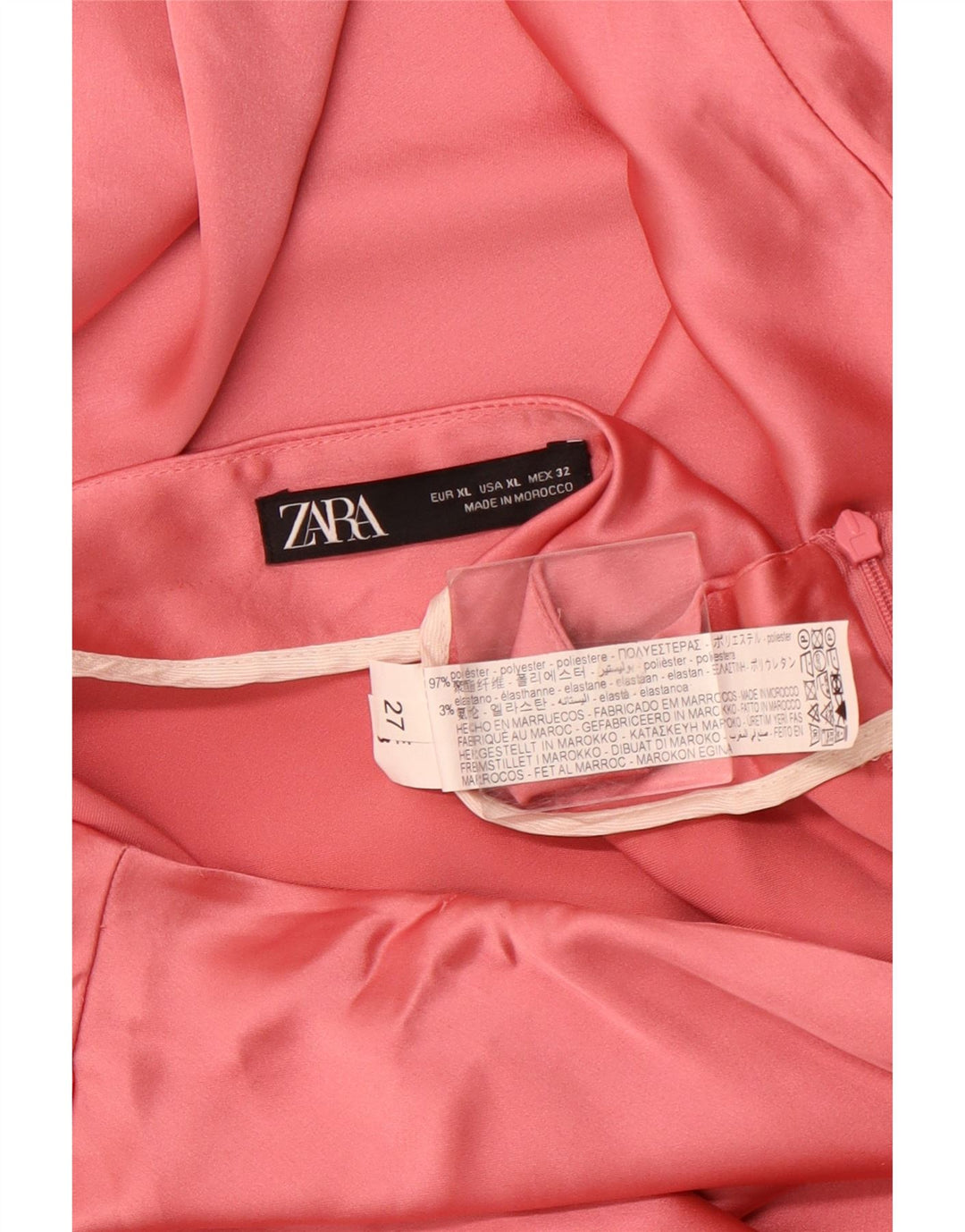 Fustă A-Line ZARA pentru femei cu talie înaltă XL W32 poliester roz