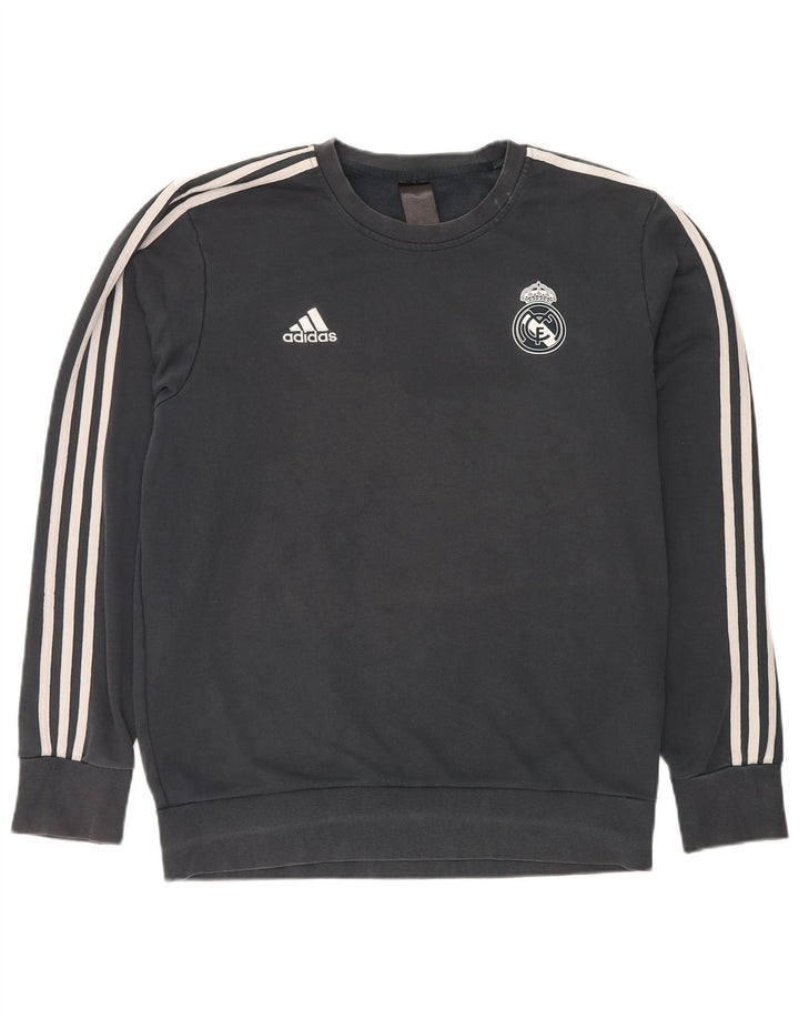 Hanorac pentru bărbați Adidas Real Madrid Pulover mare bumbac gri
