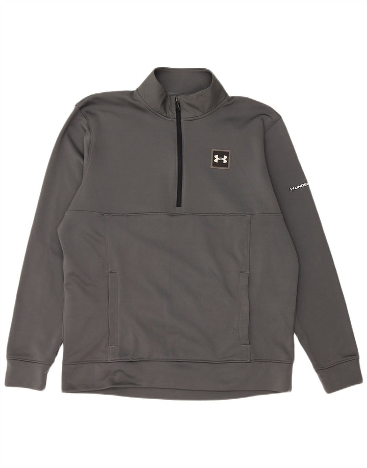 Pulover pentru bărbați Under Armour, cu fermoar și gât, poliester mare, gri