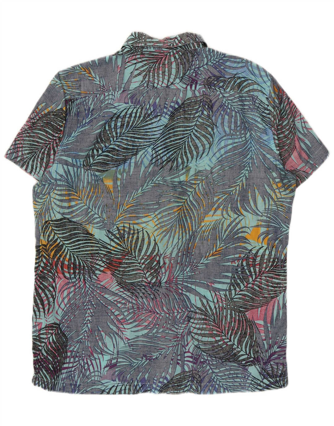 Cămașă cu mânecă scurtă pentru bărbați Pull & Bear, mare, albastră, din bumbac, hawaian