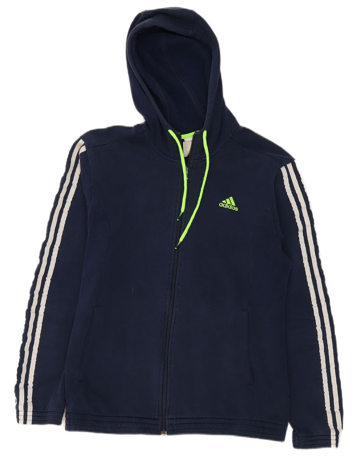 Pulover Adidas pentru bărbați, cu fermoar, bumbac, albastru, mediu
