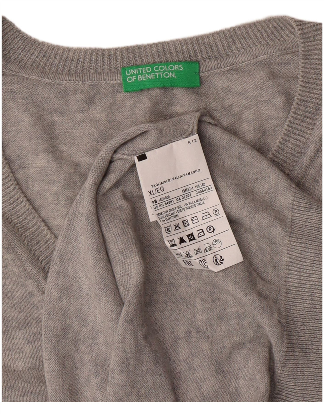 Pulover pentru bărbați United Colors of Benetton, cu decolteu în V, XL, bumbac, clasic