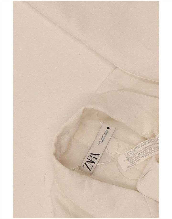 Jachetă Blazer pentru femei Zara, cu două piept, UK 14 Poliester alb mediu