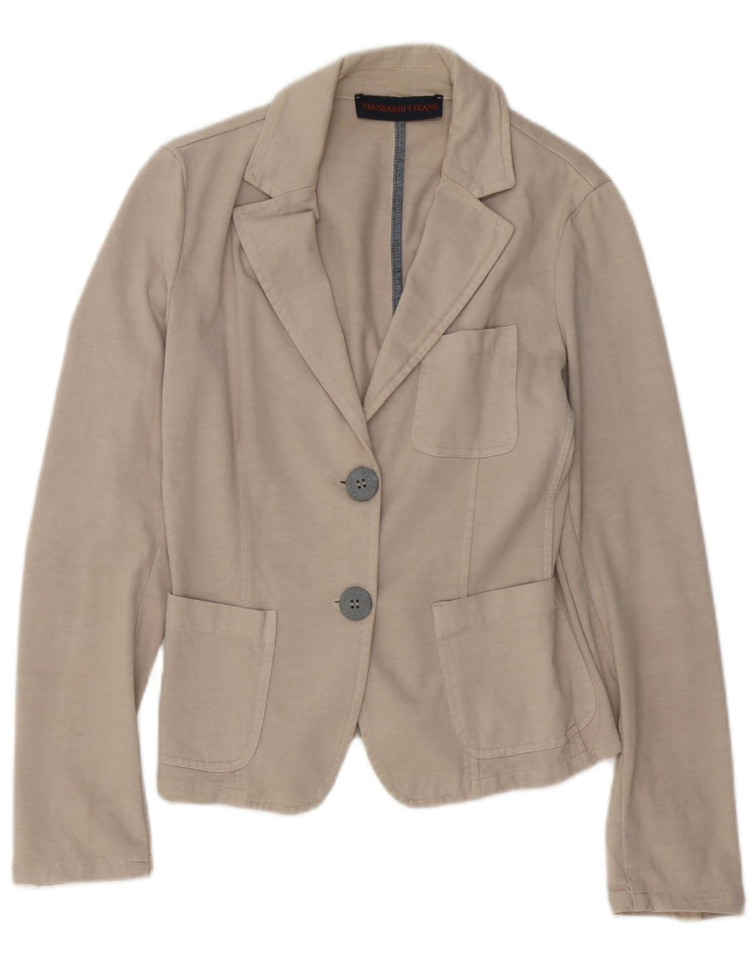 Jachetă pentru femei TRUSSARDI JEANS Blazer cu 2 nasturi UK 12 Bej mediu