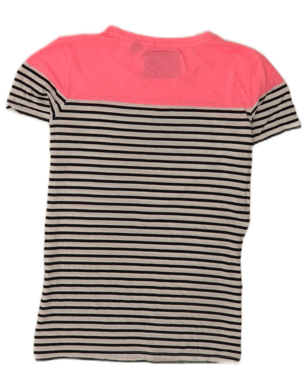 Tricou obișnuit cu mânecă scurtă pentru femei Superdry, UK 10, cu dungi albe mici