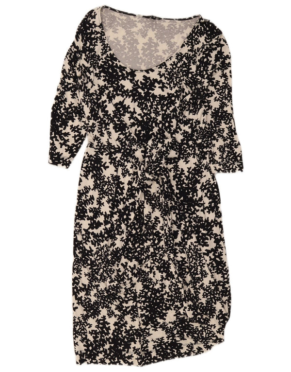 Rochie de bază Hobbs pentru femei cu mâneci 3/4 UK 10 Mic Negru Floral Viscoză
