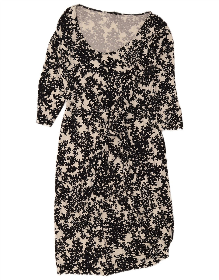 Rochie de bază Hobbs pentru femei cu mâneci 3/4 UK 10 Mic Negru Floral Viscoză
