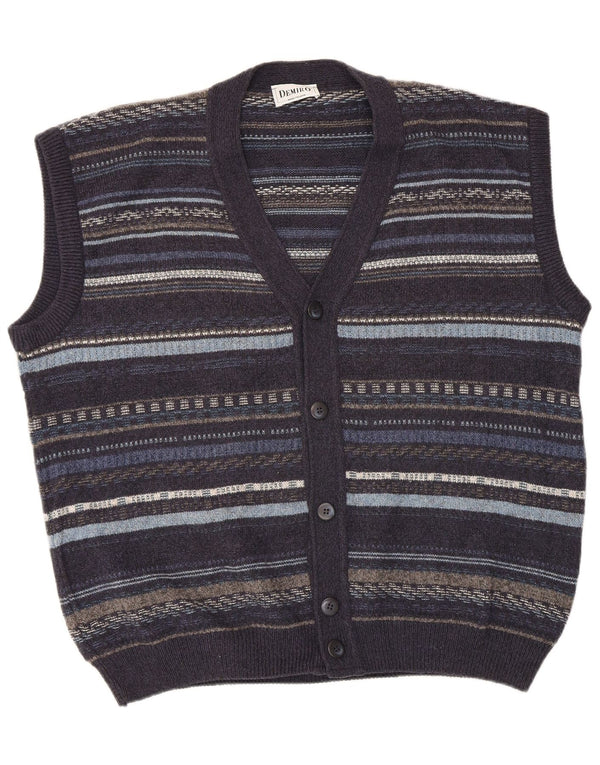 Pulover cardigan fără mâneci pentru bărbați Demiro IT 54 XL bleumarin cu dungi