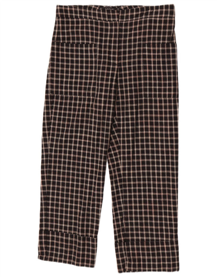 Pantaloni tăiați pentru femei Zara Mediu L28 L23 Bumbac cu carouri negru