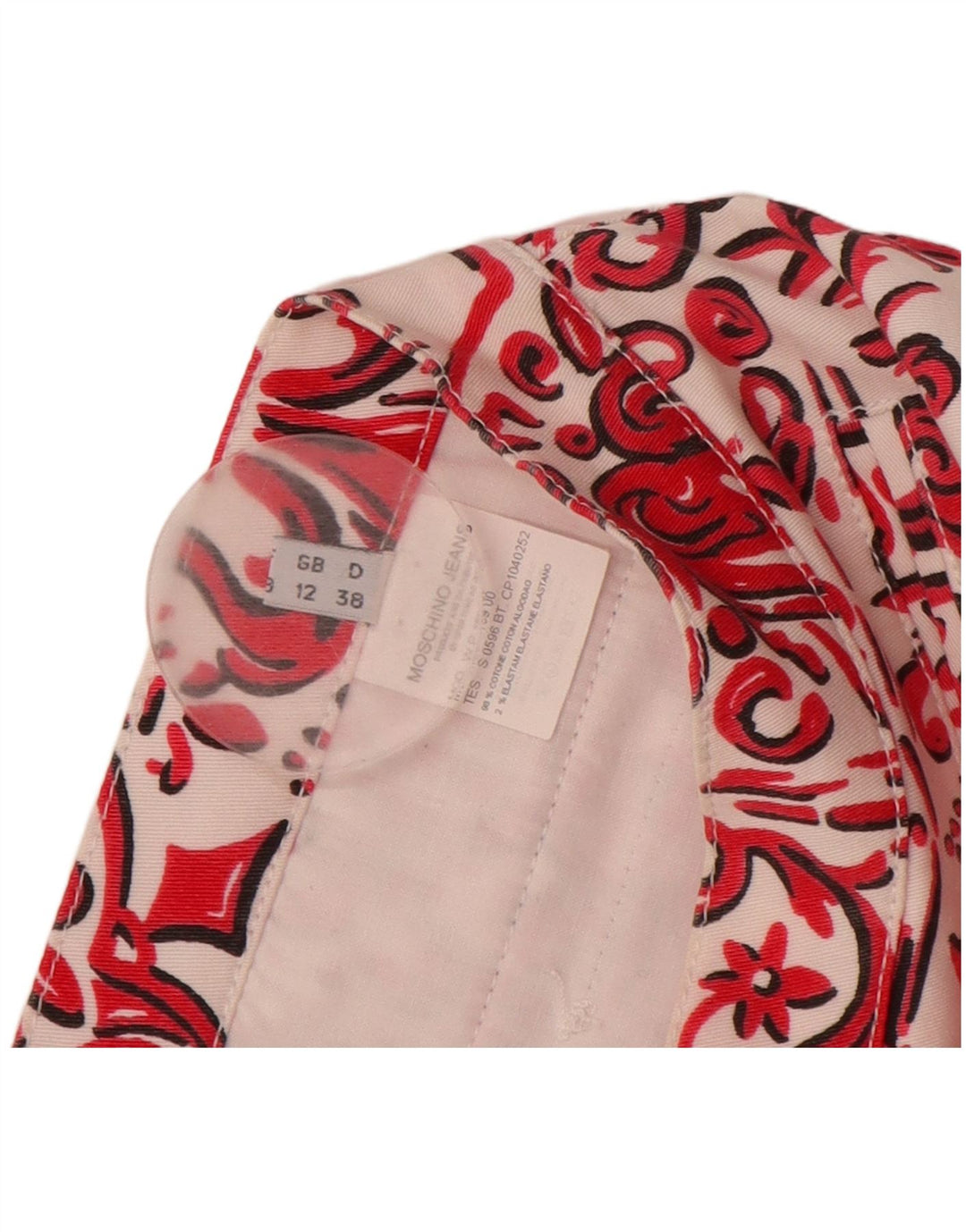 Pantaloni capri drepti pentru femei MOSCHINO UK 12 Medium W28 L21 Red Paisley