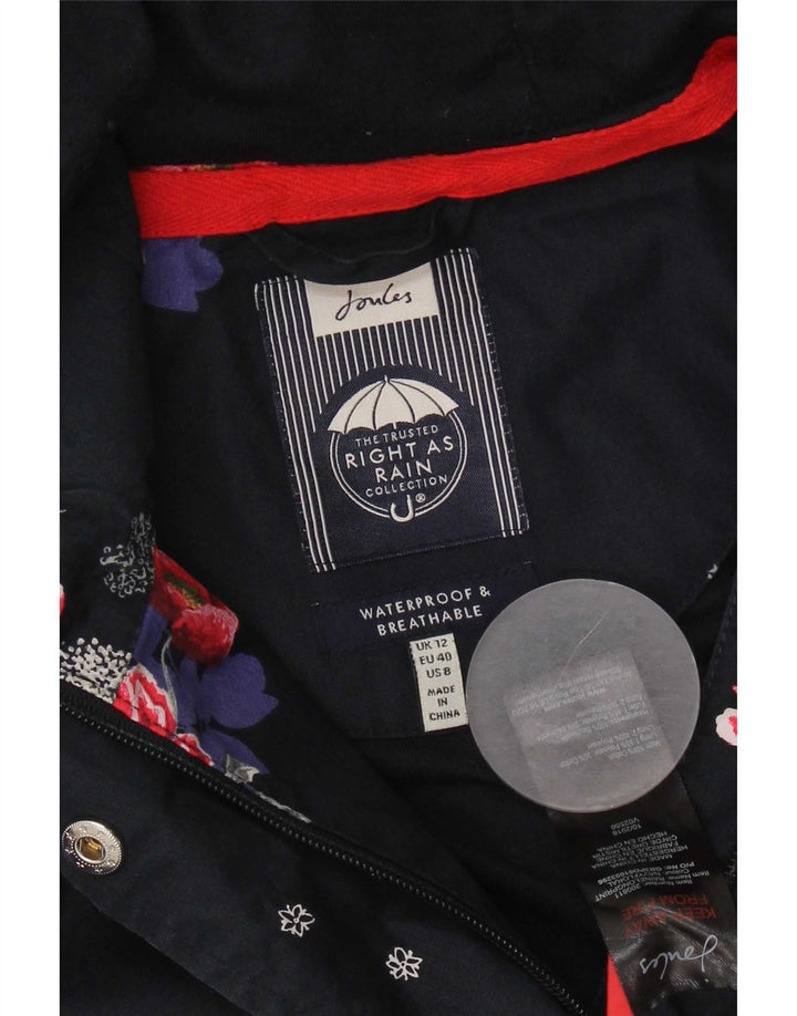 Pelernă de ploaie cu glugă pentru femei Joules UK 12 Medium Bluemarin Floral Poliester