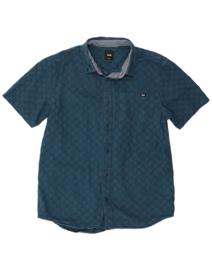 Cămașă clasică cu mânecă scurtă Vans pentru bărbați, albastru mediu geometric