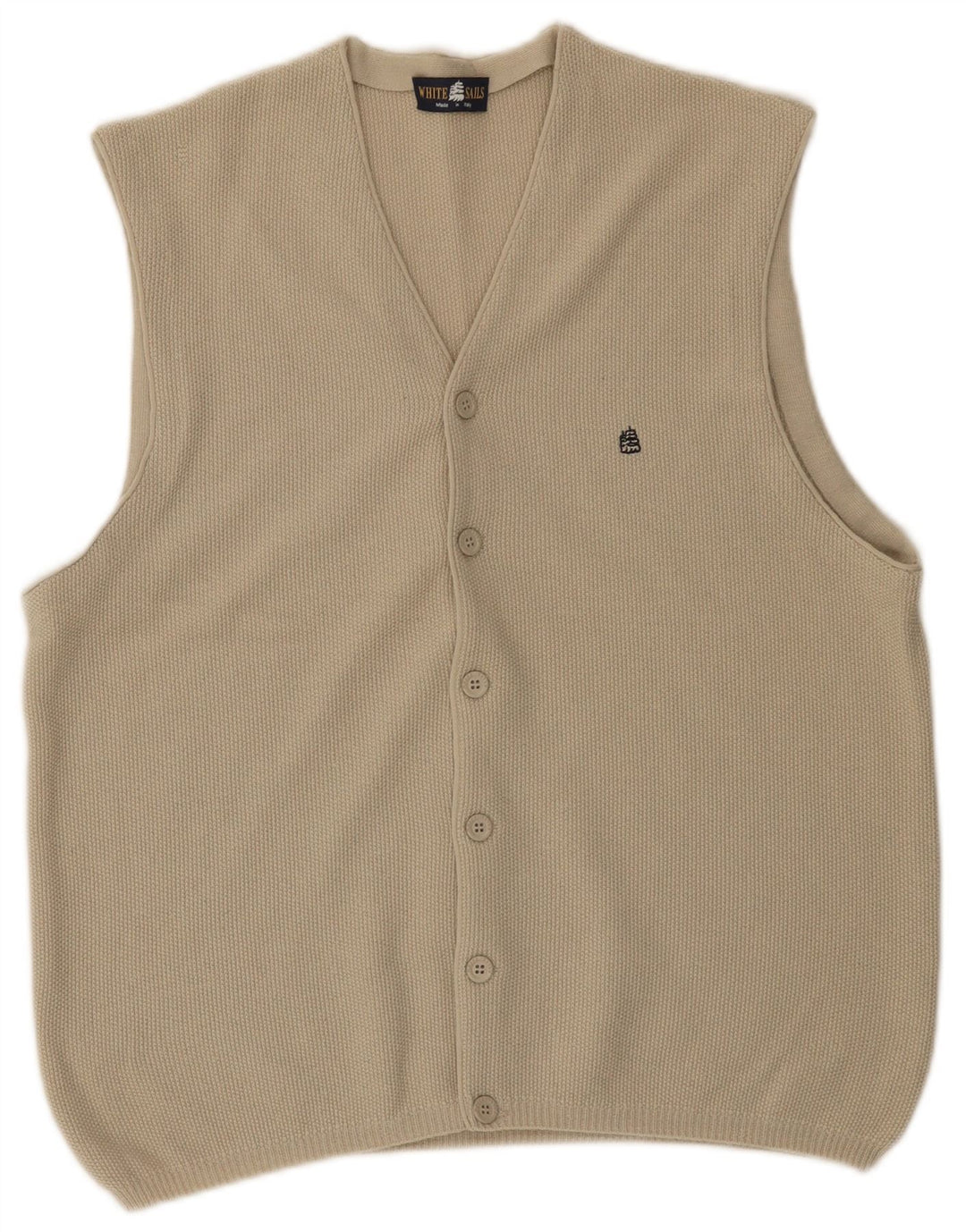 Pulover Cardigan fără mâneci pentru bărbați White Sails Lână Bej Mediu
