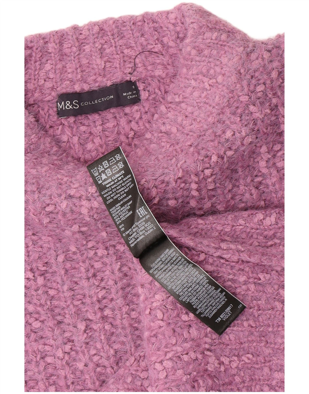 Pulover pentru femei Marks & Spencer, cu gât de barcă, poliester mic violet