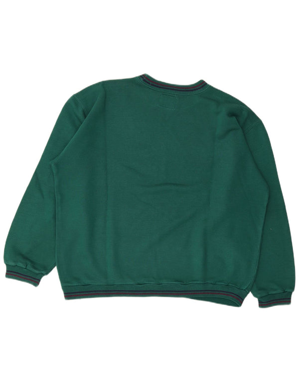 Pulover pentru bărbați United Cotton, cu grafic supradimensionat, din bumbac verde mare