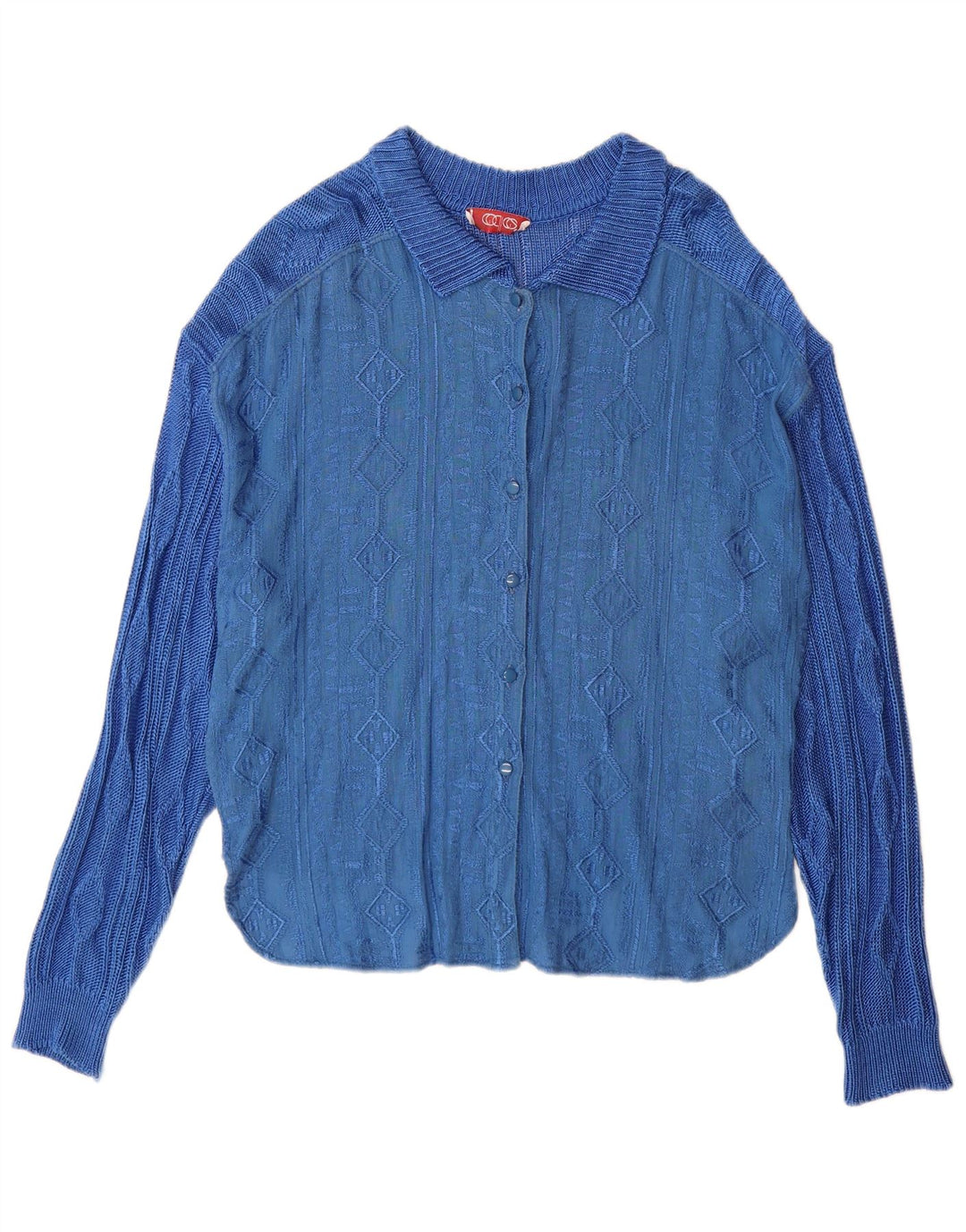 Pulover Cardigan Vintage pentru Damă IT 44 Medium Blue Geometric Viscose