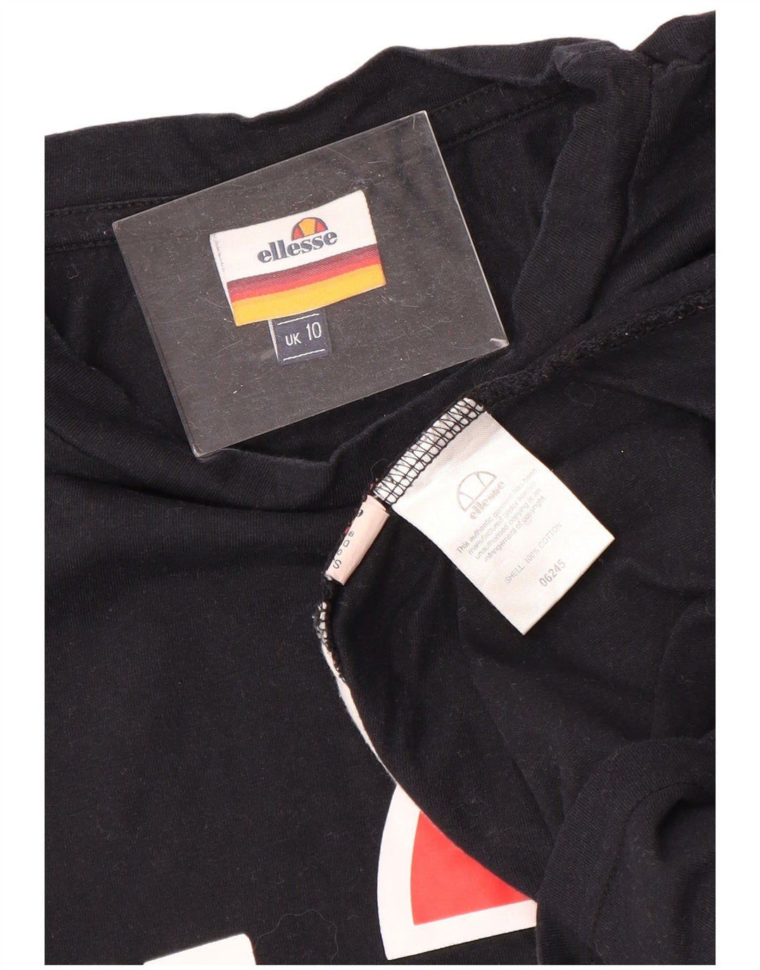 Tricou grafic pentru femei ELLESSE Top UK 10 mic, negru, bumbac color bloc