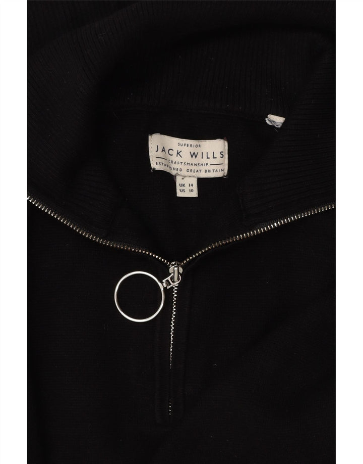 JACK WILLS Pulover cu fermoar supradimensionat pentru femei UK 14 mare negru