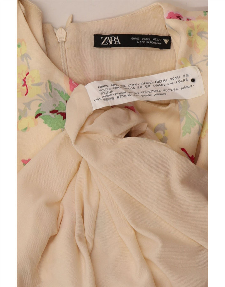 Rochie teacă pentru femei Zara UK 10 Mic din poliester floral alb