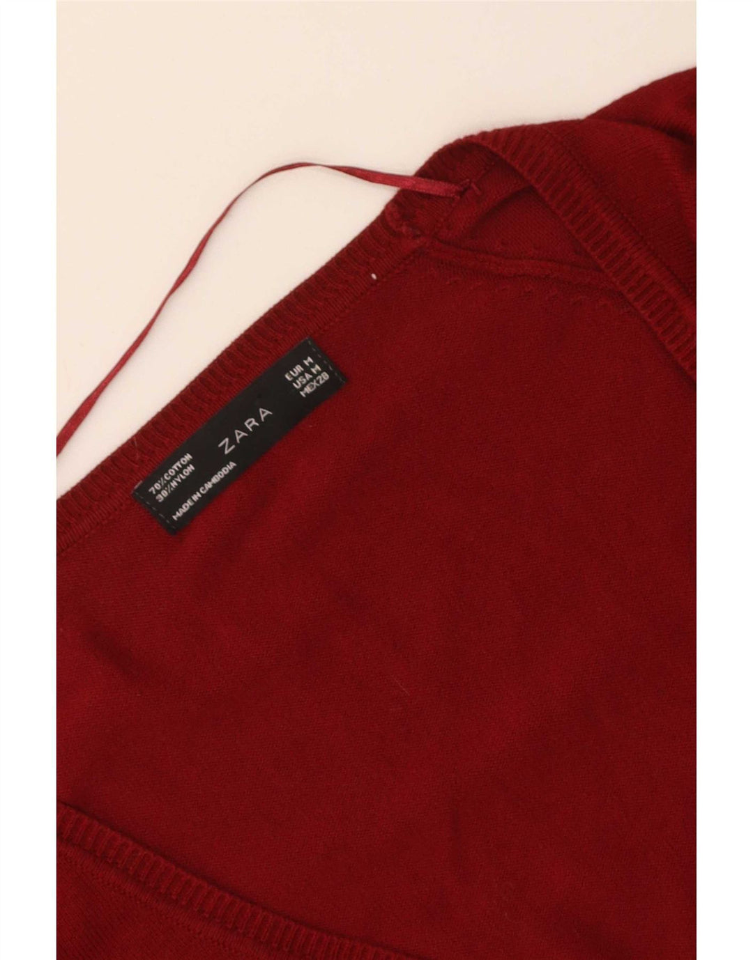 Pulover cardigan pentru femei Zara UK 12, bumbac roșu mediu