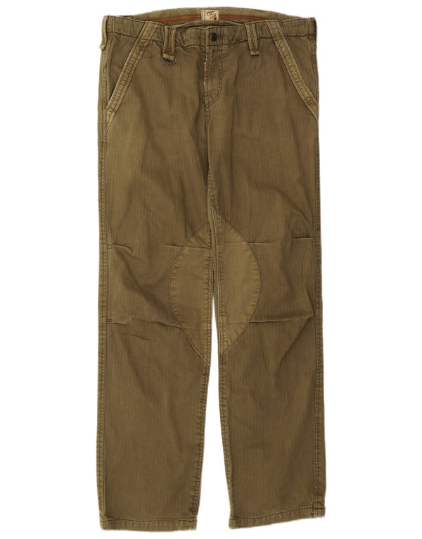 Pantaloni chino drepți vintage pentru bărbați IT 54 2XL W38 L33 Kaki Herringbone
