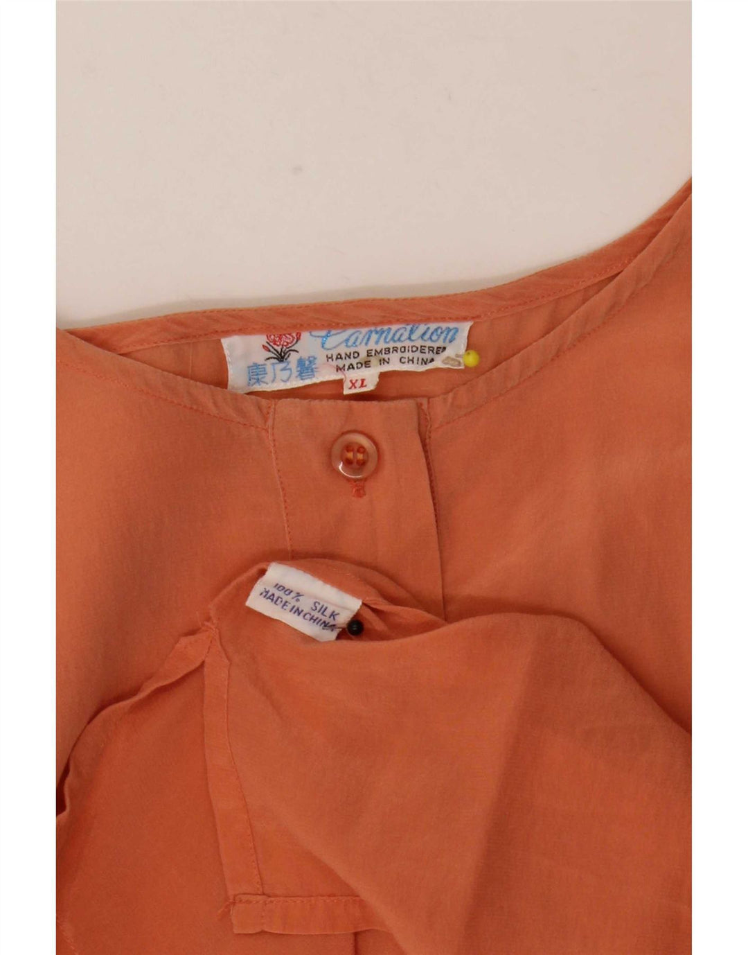Bluză vintage pentru femei UK 18 XL din mătase portocalie