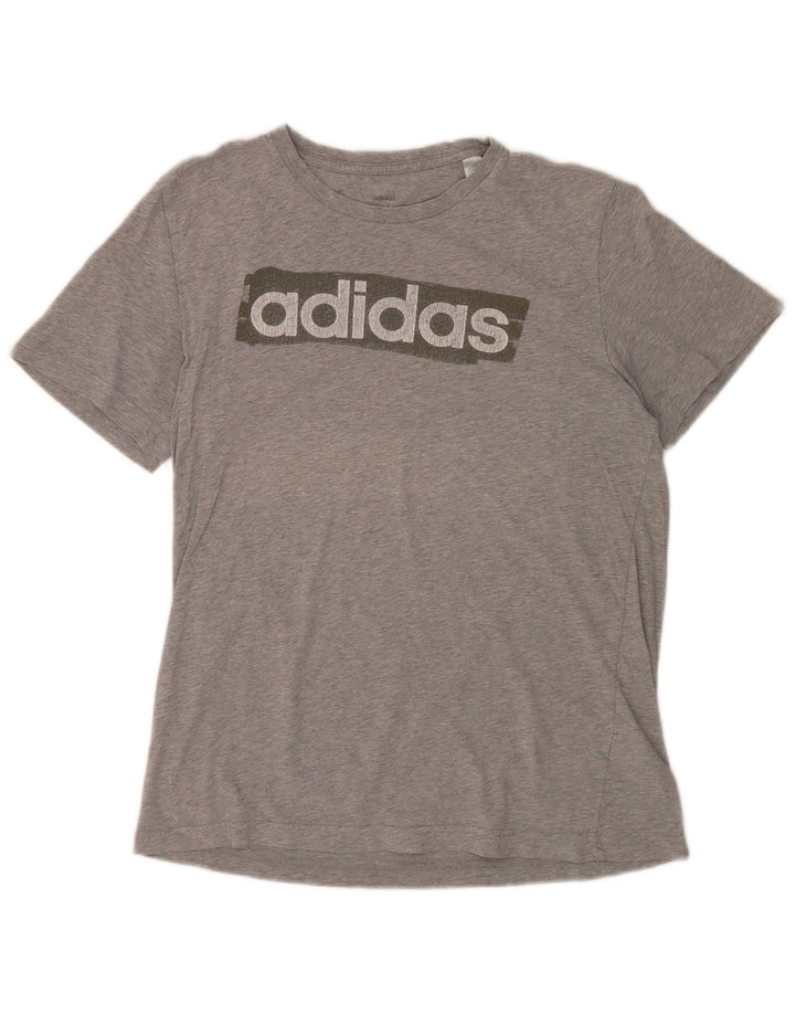 Tricou grafic pentru bărbați Adidas Top, bumbac, gri mediu