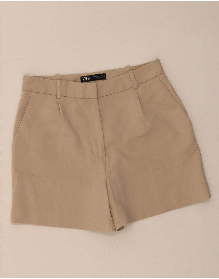 Pantaloni scurți casual pentru femei Zara Medium W30 Bej Bumbac