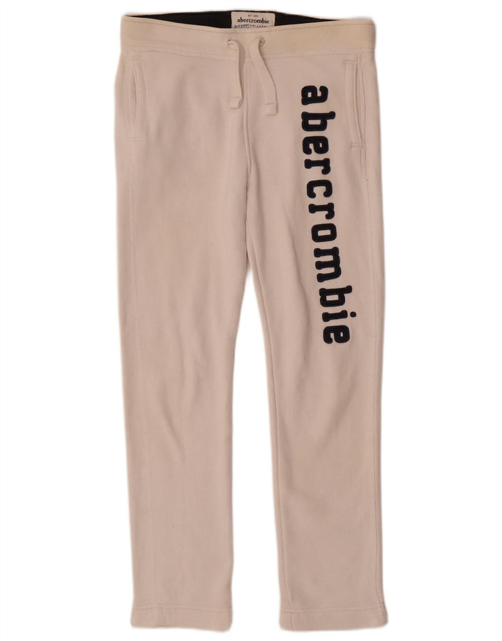 Pantaloni de trening Abercrombie & Fitch pentru baieti 13-14 ani alb mediu