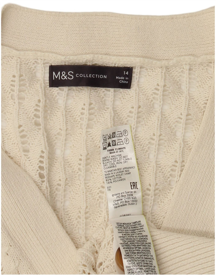 Pulover cardigan pentru femei Marks & Spencer UK 14, mare, alb, bumbac