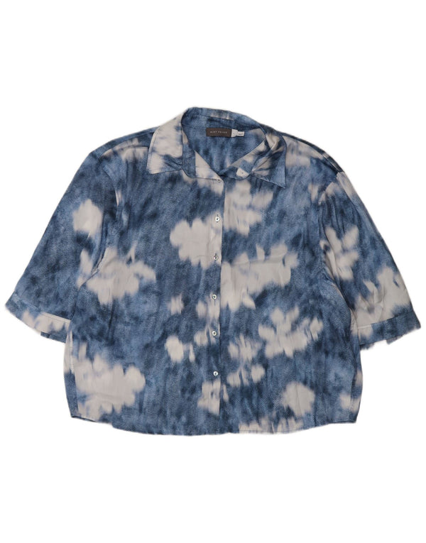 MINT VELVET Cămașă supradimensionată pentru femei cu mânecă scurtă UK 16 mare, albastru Tie Dye