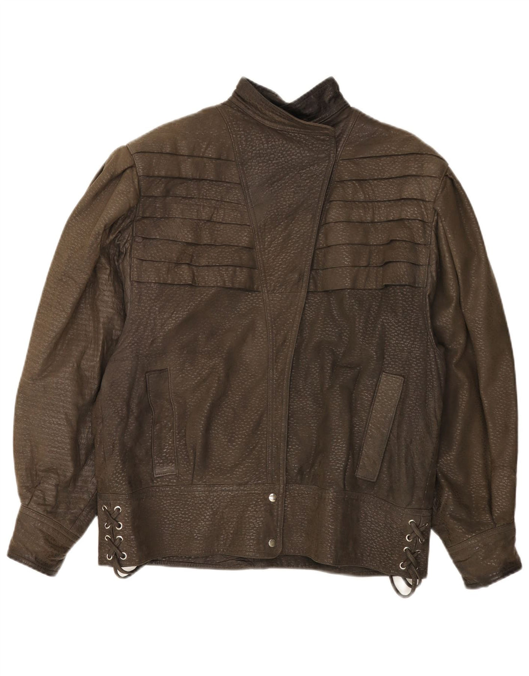 Jachetă de piele vintage pentru femei UK 20 2XL piele maro