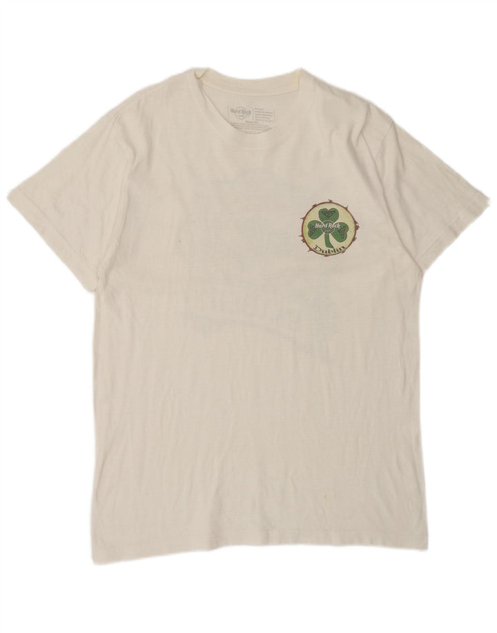 Tricou grafic Dublin pentru bărbați Hard Rock Cafe Top, mediu, alb, bumbac