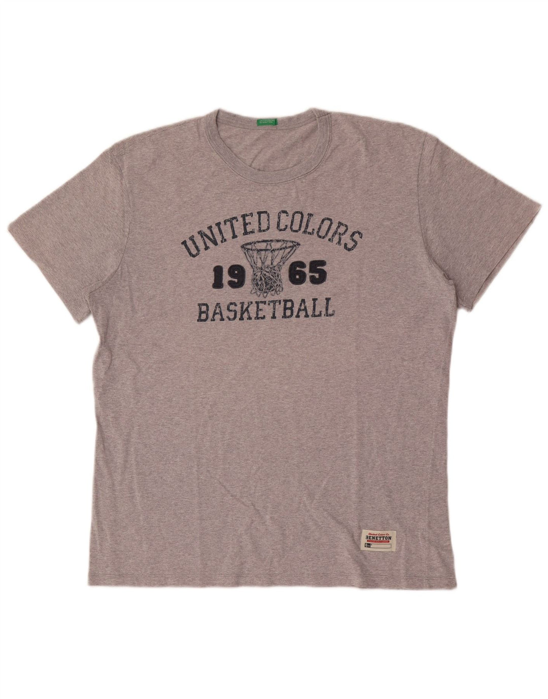 Tricou grafic Benetton pentru bărbați Top mare, gri cu pete