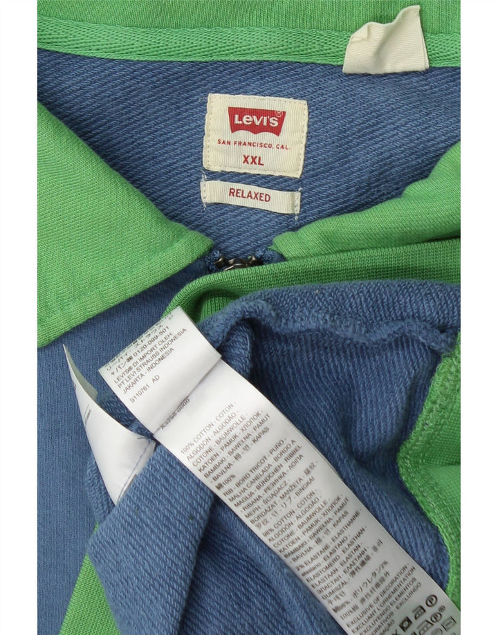 Pulover pentru bărbați cu gât polo relaxat LEVI'S, 2XL, albastru, bloc de culoare